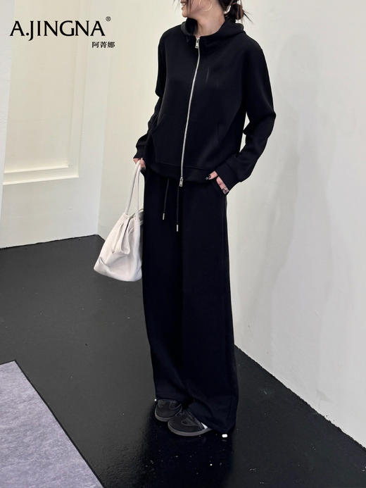 【立领外套】阿菁娜春夏新款万能日常外套可休闲可轻运动连帽双拉链设计简约纯色百搭不挑风格F31C307001 商品图3