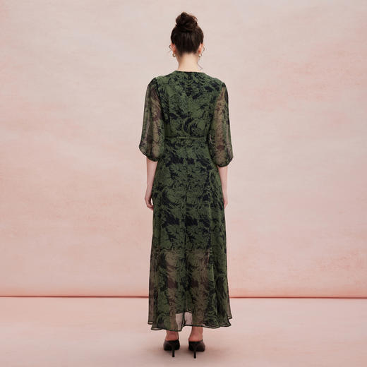 RF808斯尔丽26夏季新款水印印花裹裙式凉爽V领连衣裙 商品图1