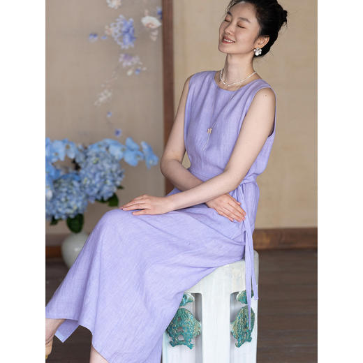 牧衣游原创 汉麻无袖连衣裙女夏季新款宽松质朴休闲轻薄长裙 云珂 商品图1