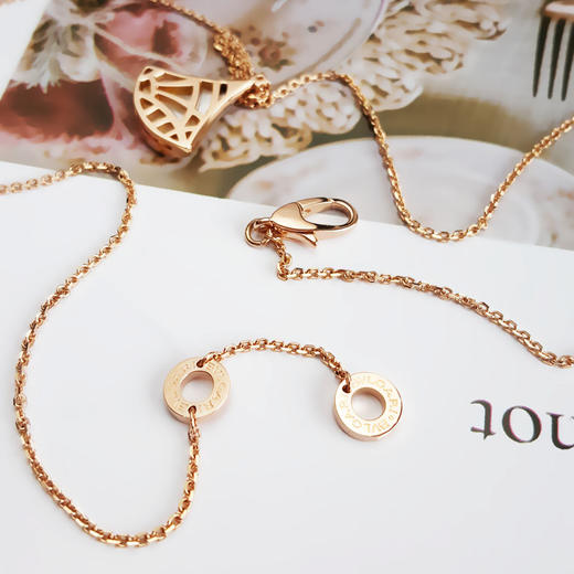 【95新】BVLGARI宝格丽DIVAS’DREAM系列350581玫瑰金单钻小号白贝母扇子项链 链长约44cm女士200326NJ03 商品图5