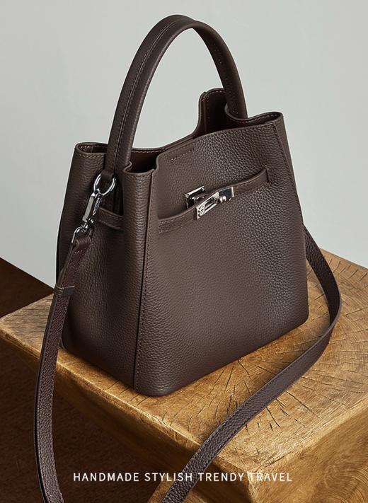 「两种包型-托特包/水桶包」洛诗琳定制“头层牛皮”大容量单肩包高级感简约通勤真皮手提包63523/63713 商品图6