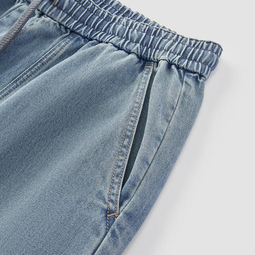 商场同款|森马牛仔裤男夏季伐木宽松弧形裤2026新款橡筋腰头长裤 商品图3