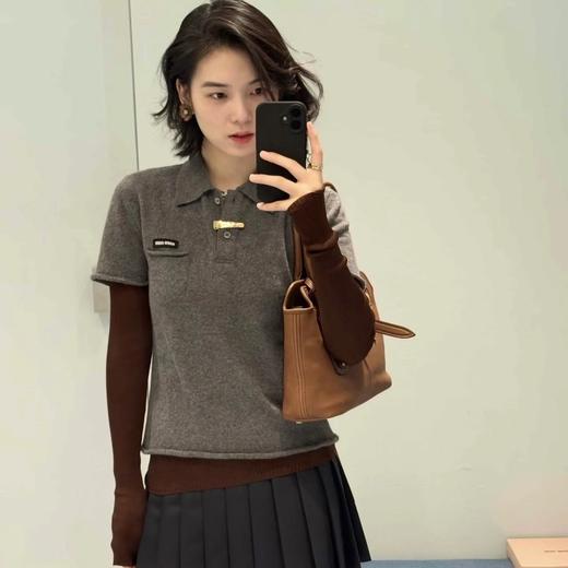 重磅渠道    miu卷边羊绒短袖  知识分子MIU系polo针织   100羊绒针织  可盐可甜 商品图2