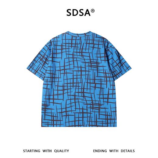 SDSA男装2026新款不规则格纹印花短袖T恤坑条肌理宽松圆领上衣 商品图4