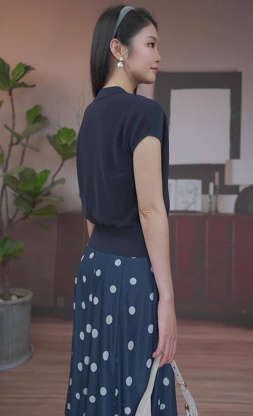 司歌针织v领知性短袖上衣女显瘦 G93G3508 商品图3