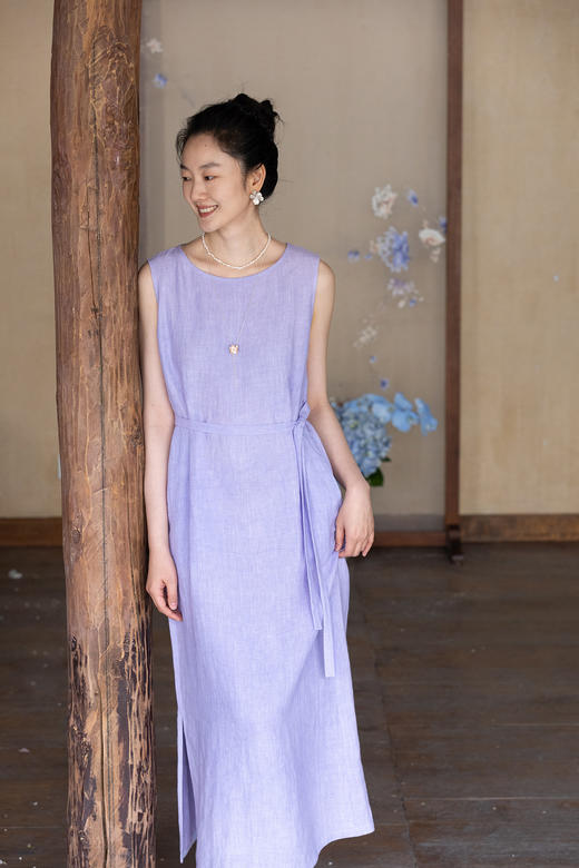 牧衣游原创 汉麻无袖连衣裙女夏季新款宽松质朴休闲轻薄长裙 云珂 商品图5