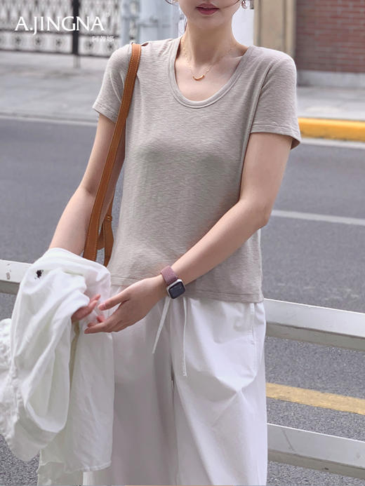 【率性时髦】阿菁娜极简风法式慵懒短袖T恤F31C301026 商品图2