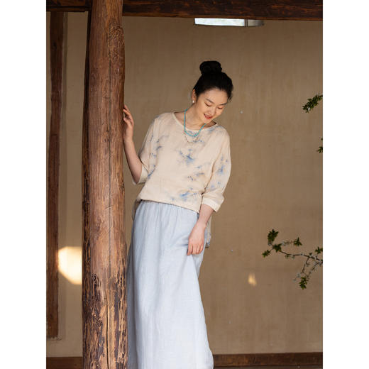 牧衣游原创 棉麻半身裙女夏新款轻薄柔软宽松百搭休闲A字裙 舒意 商品图2