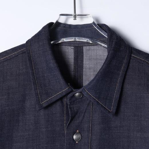 SDSA男装2026新款高贵轻奢潮牌复古风牛仔质感明线宽松短袖衬衫 商品图1