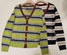 【门店同款】ENJOY秋季气质条纹撞色开衫 164698821