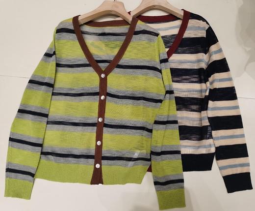 【门店同款】ENJOY秋季气质条纹撞色开衫 164698821 商品图0