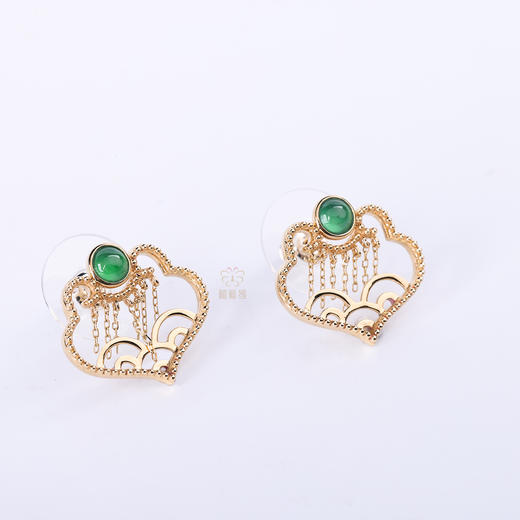 【事事如意】镂空翡翠如意耳钉G2603123 商品图3