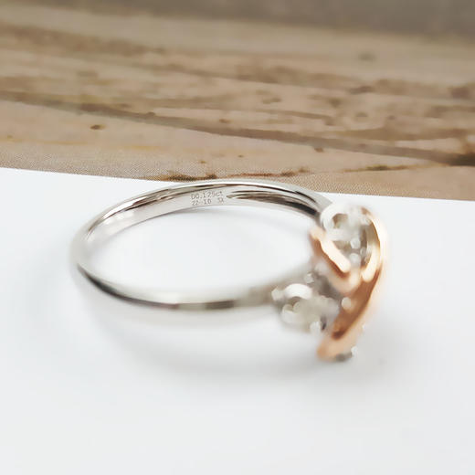 【天然正品】AU750双色金经典时尚群镶款0.125克拉钻石戒指14号（戒圈可改）110326TJ15 商品图6