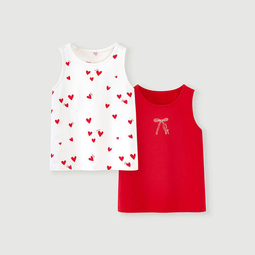【新年红款】迷你巴拉儿童背心女童宝宝印花打底衣透气柔软2件 商品图2