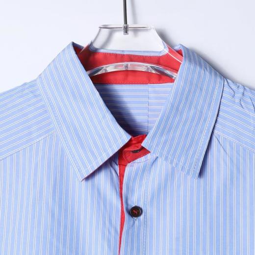 SDSA男装2026新款高贵轻奢潮牌复古风撞色竖条纹宽松短袖衬衫 商品图1