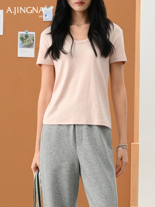 【率性时髦】阿菁娜极简风法式慵懒短袖T恤F31C301026 商品图5
