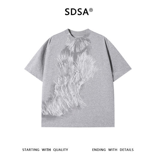 SDSA男装2026新款高贵轻奢潮牌撞色抽象笔触线条印花圆领短袖T恤 商品图0