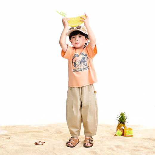 【实体店同款】男女童全腰梭织长裤夏季新款安奈儿童装XM626189 商品图3