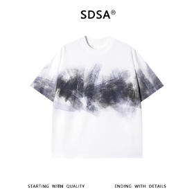 SDSA男装2026新款高贵轻奢潮牌简约晕染撞色印花圆领短袖T恤百搭