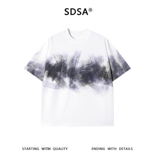 SDSA男装2026新款高贵轻奢潮牌简约晕染撞色印花圆领短袖T恤百搭 商品图0