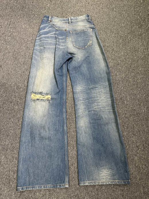 女款褶皱做旧高腰牛仔裤长裤la016 商品图0