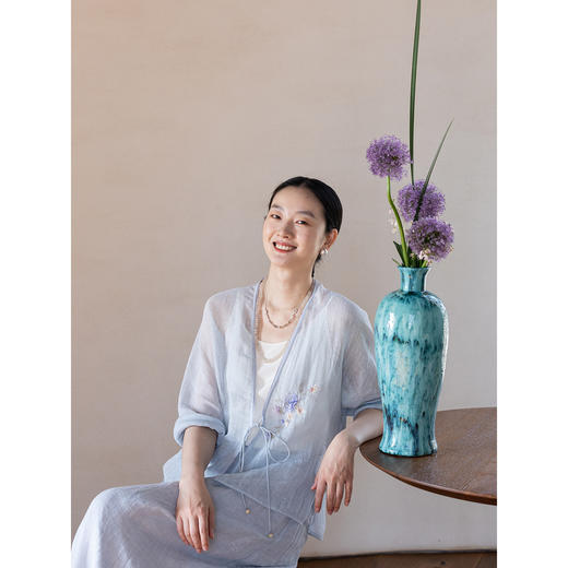 牧衣游原创 棉麻手工刺绣外套女新款轻薄文艺系带防晒开衫 乐岛 商品图3