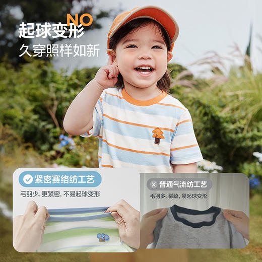 【纯棉条纹T恤】迷你巴拉巴拉男女童短袖T恤宝宝撞色条纹婴儿夏装 商品图2