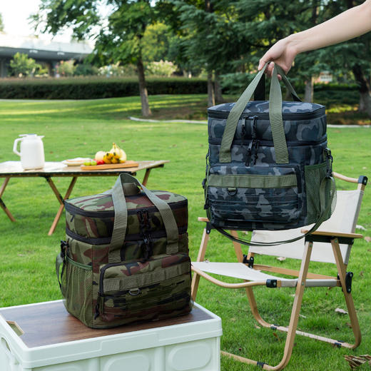  户外迷彩保温包  大容量小身材  户外野餐包手提保温箱 保温袋保冷保鲜露营包 商品图0