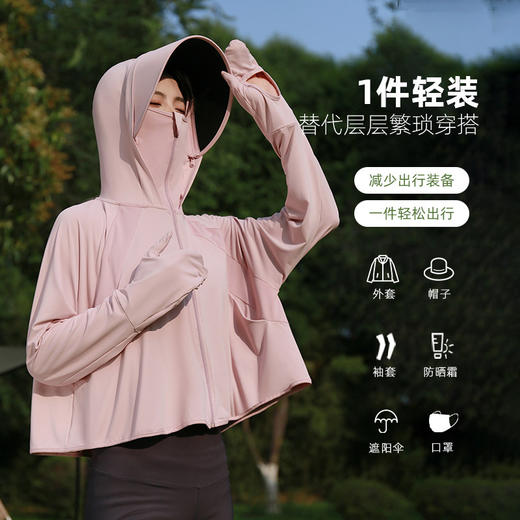 【夏季热卖！原纱防晒】女款宽松凉感高倍防晒衣 UPF50+ 阻隔99.5%紫外线 帽子+面罩+护手 全方位防护 高效透气 久穿不闷热 1件轻松出行 商品图2