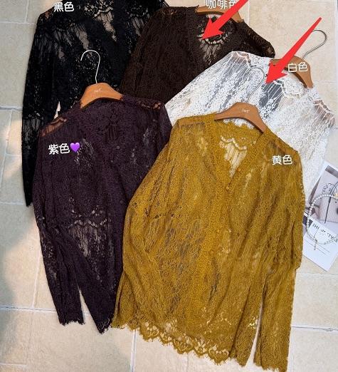 【门店同款】ENJOY冬季蕾丝钩花V领上衣 167100927 商品图0