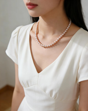 香槟金小米珠 4-4.5mm淡水珍珠项链 纯银扣 温柔通勤 [发：23]