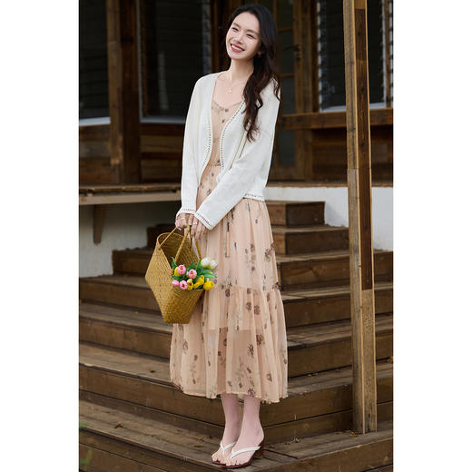 米思阳2026夏季新款法式真丝印花连衣裙春夏海边度假风高级感大裙摆长裙2952 商品图4