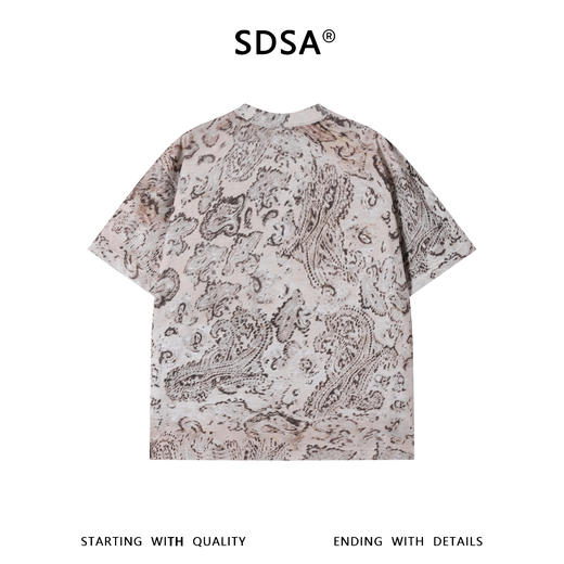 SDSA男装2026新款高贵轻奢时尚简约撞色满印圆领短袖T恤百搭上衣 商品图3