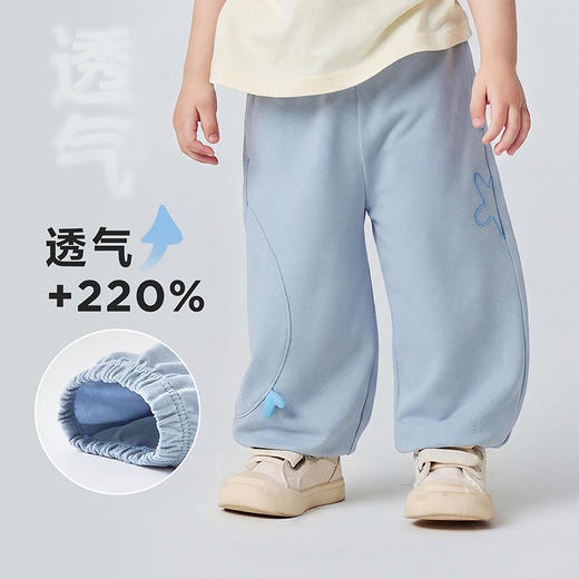 迷你巴拉男女童宝宝裤子2026春吸湿速干透气轻薄抗起球防蚊裤长裤 商品图2