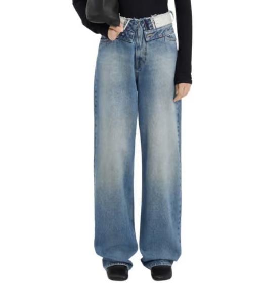 女款做旧拉链口袋牛仔裤长裤la016 商品图3