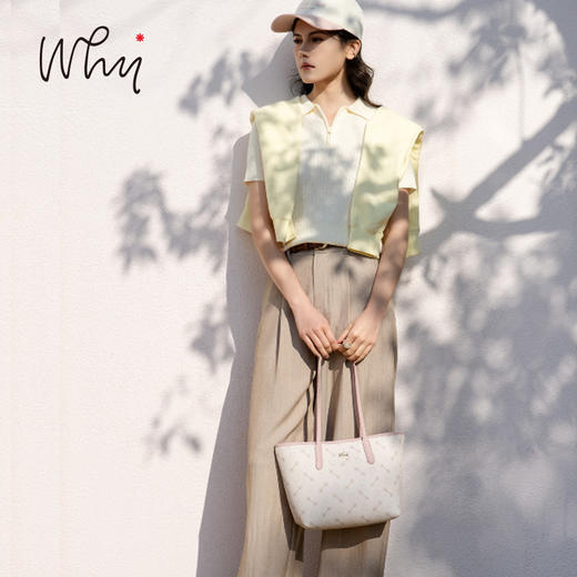 WHY新款印花托特包女2026夏季大容量单肩包粉色通勤手提包​​​YAP11787Z 商品图0
