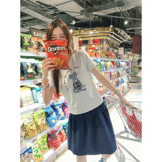 <曾小咸推荐>4.4现货秒杀 ！微信超特价！韩系小猫印花正肩短袖 日常119.99 立减60 秒杀59.99！！ 商品图2