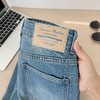 F040304春季新款阔腿牛仔裤女高腰垂感带钻满天星爆闪烫钻直筒长裤 商品缩略图5