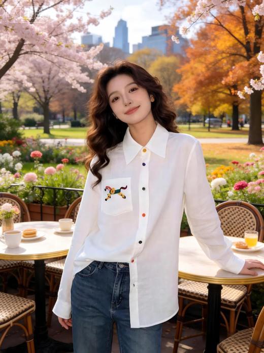 小马刺绣老钱风棉麻衬衣防晒衫 商品图11