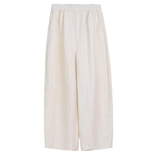 牧衣游原创 进口亚麻休闲长裤女新款宽松做旧复古百搭阔腿裤 归朴 商品图4