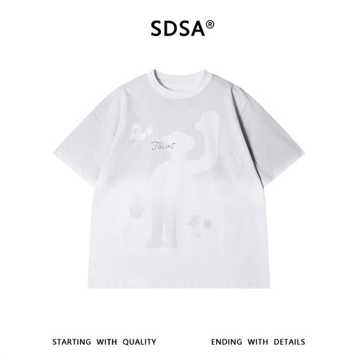 SDSA男装2026新款轻奢美式渐变卡通招手印花圆领短袖T恤百搭潮 商品图0