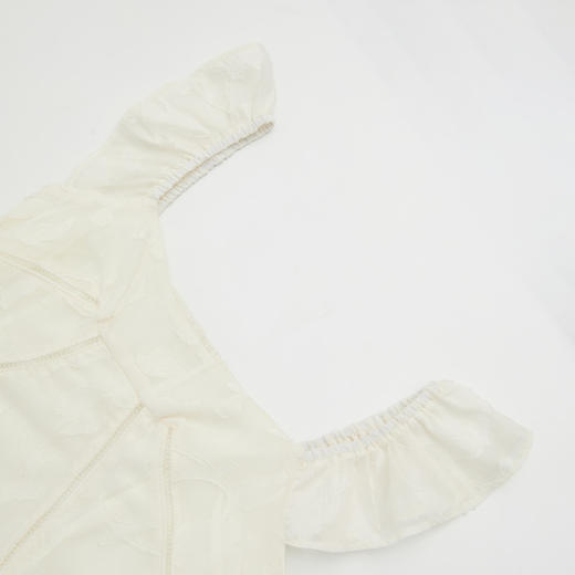 西遇法式方领连衣裙女2026夏新款收腰显瘦气质提花A字中长仙女裙E0060274 商品图5