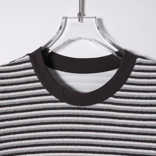 SDSA男装2026新款轻奢美式复古撞色领肌理感条纹宽松短袖T恤百搭 商品图2