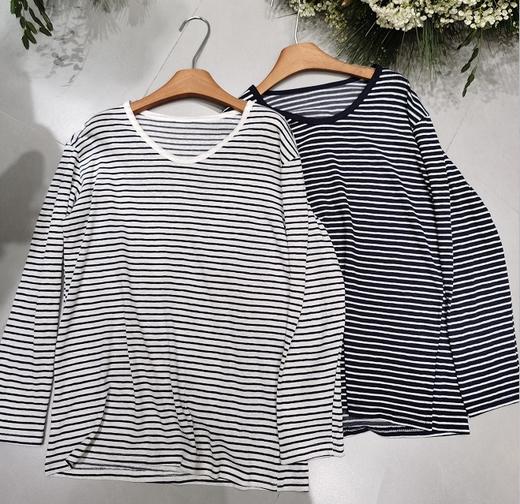 【门店同款】ENJOY秋季U领长袖条纹T 164746132 商品图0