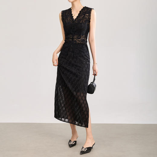 「高货wl」全新升级【铂金会员183/天猫249/差价66】(81249)洛诗琳玻璃纱亮丝修身半身裙2026新款时尚高腰显瘦直筒裙 商品图0