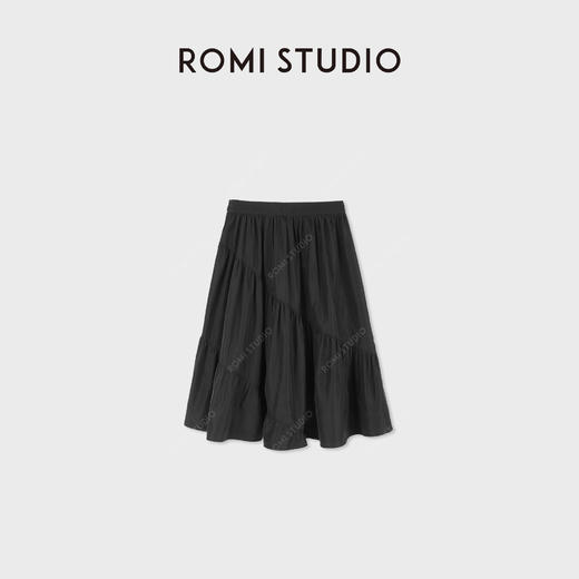 ROMI STUDIO“灵动优雅"哑光垂坠感抽褶松紧腰A字半身裙RWDSXU2616 商品图1