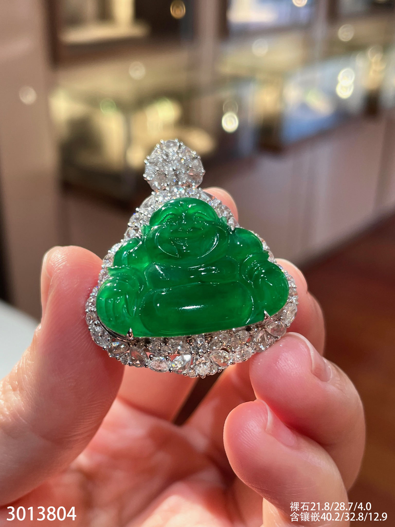 老坑高冰艳绿佛公吊坠【3013804】具体价格微信咨询