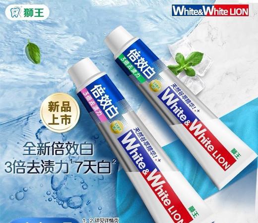 狮王牙膏White&White倍效白去渍亮白牙齿清新口气男女生防蛀正品 商品图6