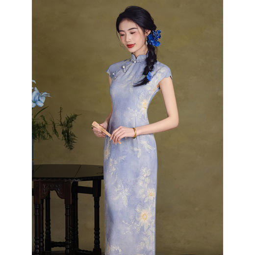 绝美高级感旗袍复古气质年轻款文艺少女显白连衣裙 商品图0