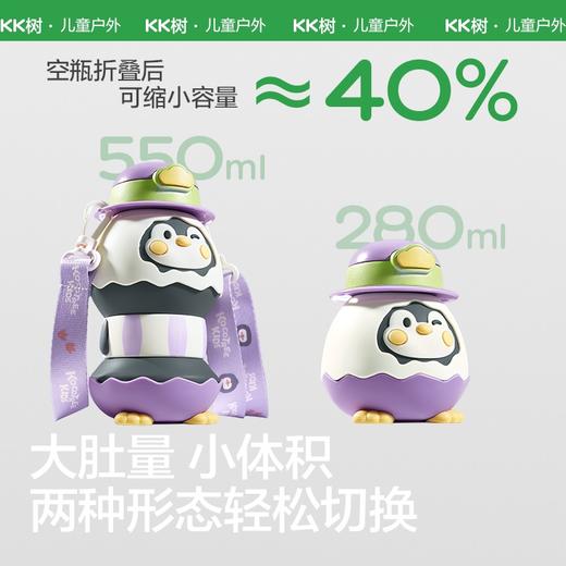 KK树小企鹅软壳水杯儿童可折叠杯子硅胶大肚杯宝宝喝水专用吸管杯小企鹅软壳杯 商品图3